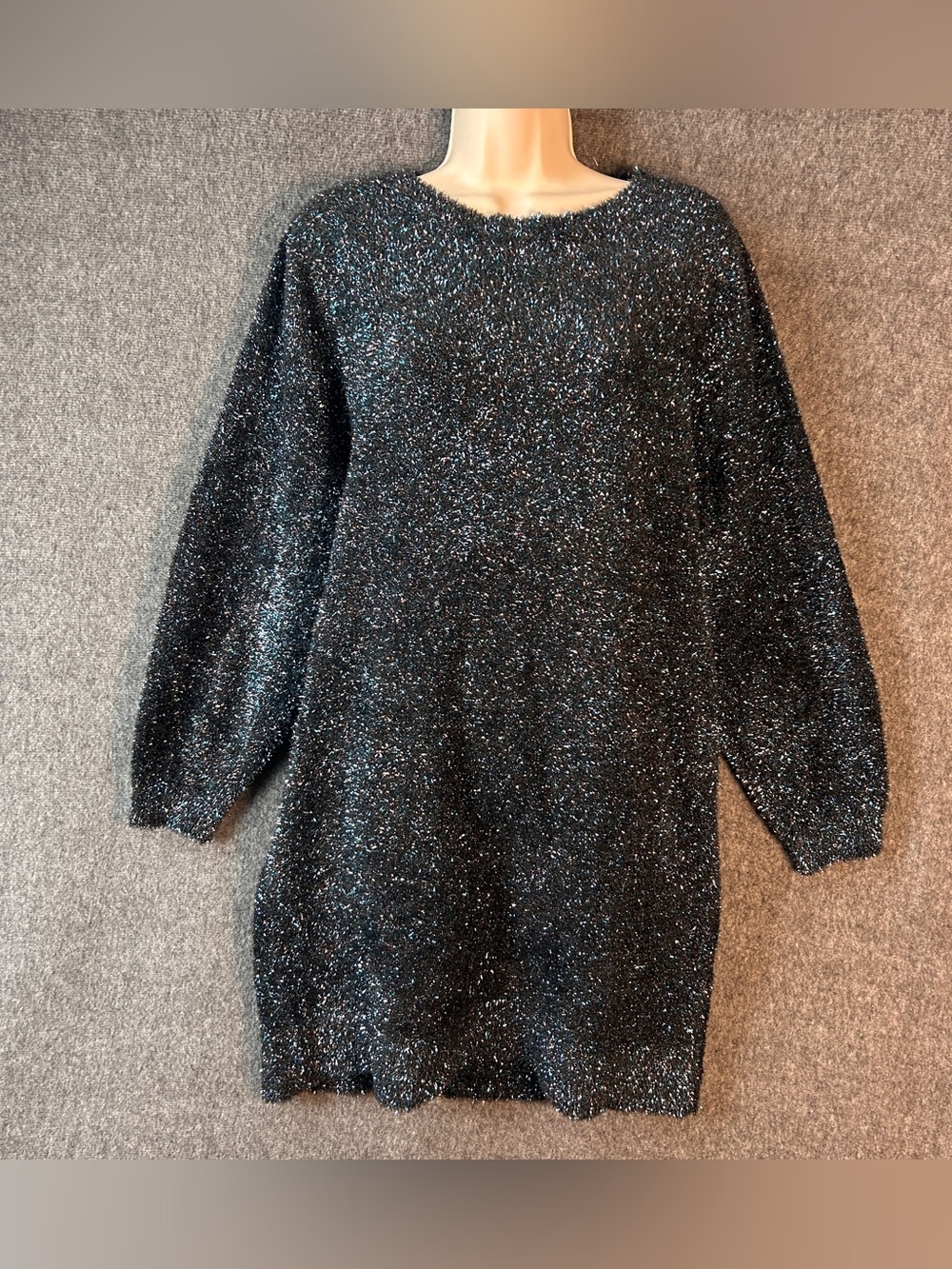 Banana Republic Sweater Dress Womens Medium Black Metallic Knit Long Sleeve